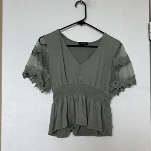 Willow Green Lace Top, Size M
